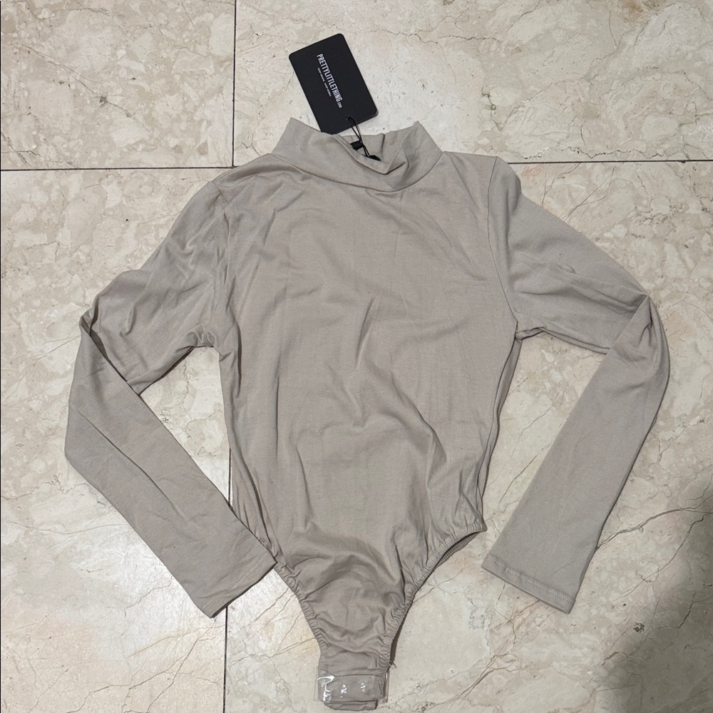 PrettyLittleThing Beige Long Sleeve Bodysuit